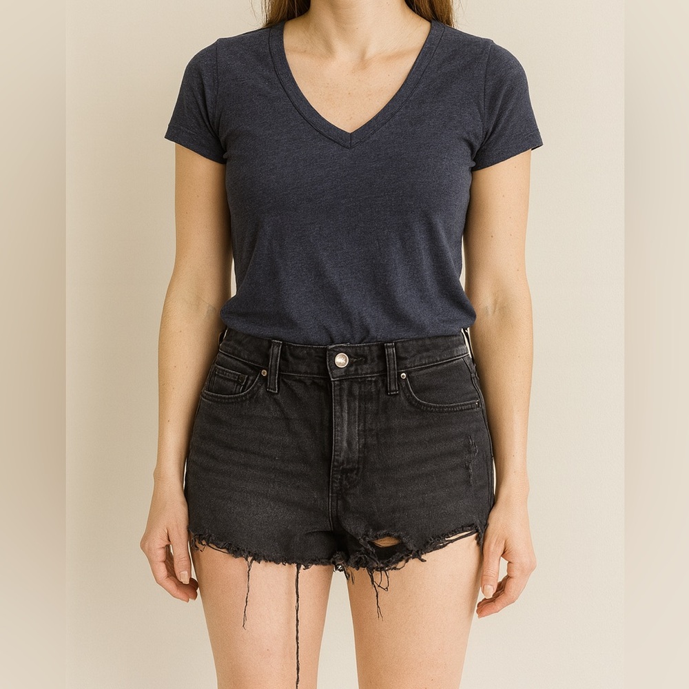 Old Navy Black Distressed O.G. High Rise Jean Shorts Size 4